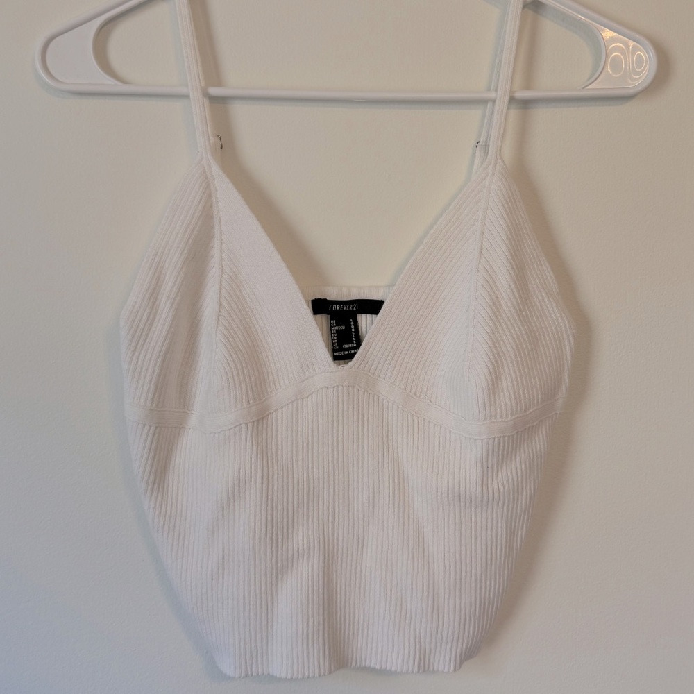 White, adjustable straps, crop top